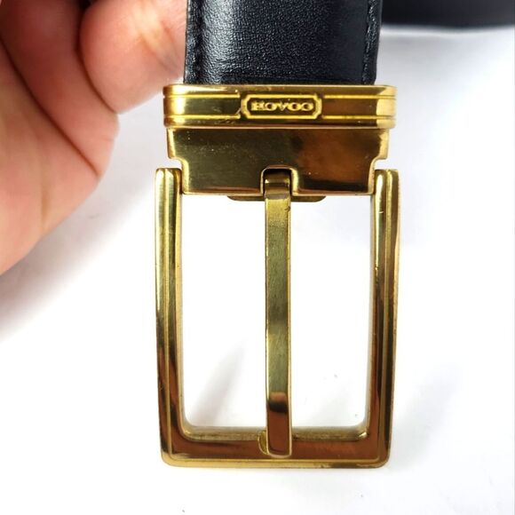 Coach Reversible Black Brown Gold Buckle Mens Made In Italy - Picture 3 of 4